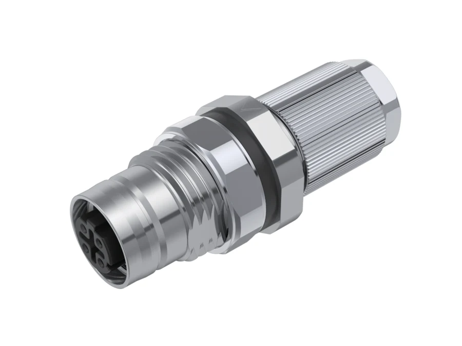 GLOBIX M12 conector para cable de montaje en campo – Contactos hembra, Recto, Apantallado