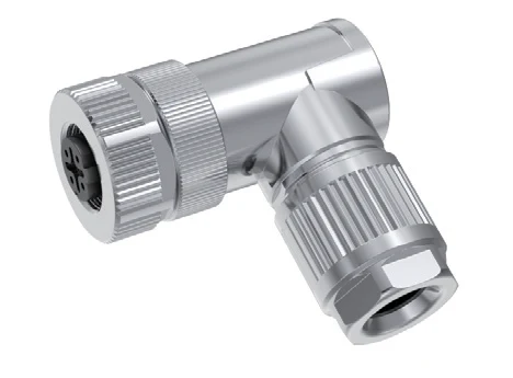 GLOBIX M12 conector para cable de montaje en campo – Contactos hembra, Acodado, Terminación de tornillo