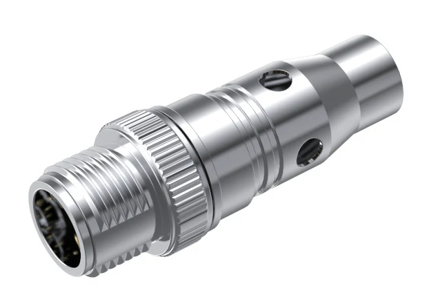 GLOBIX M12 Conectores de cable – Contactos macho, Apantallado, Terminación para soldadura