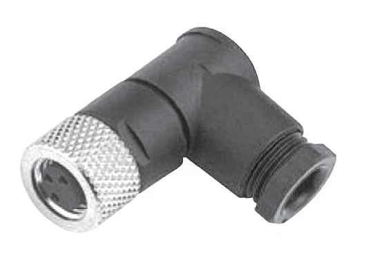 GLOBIX M8 conector para cable de montaje en campo – Contactos hembra, Acodado, Sin apantallamiento